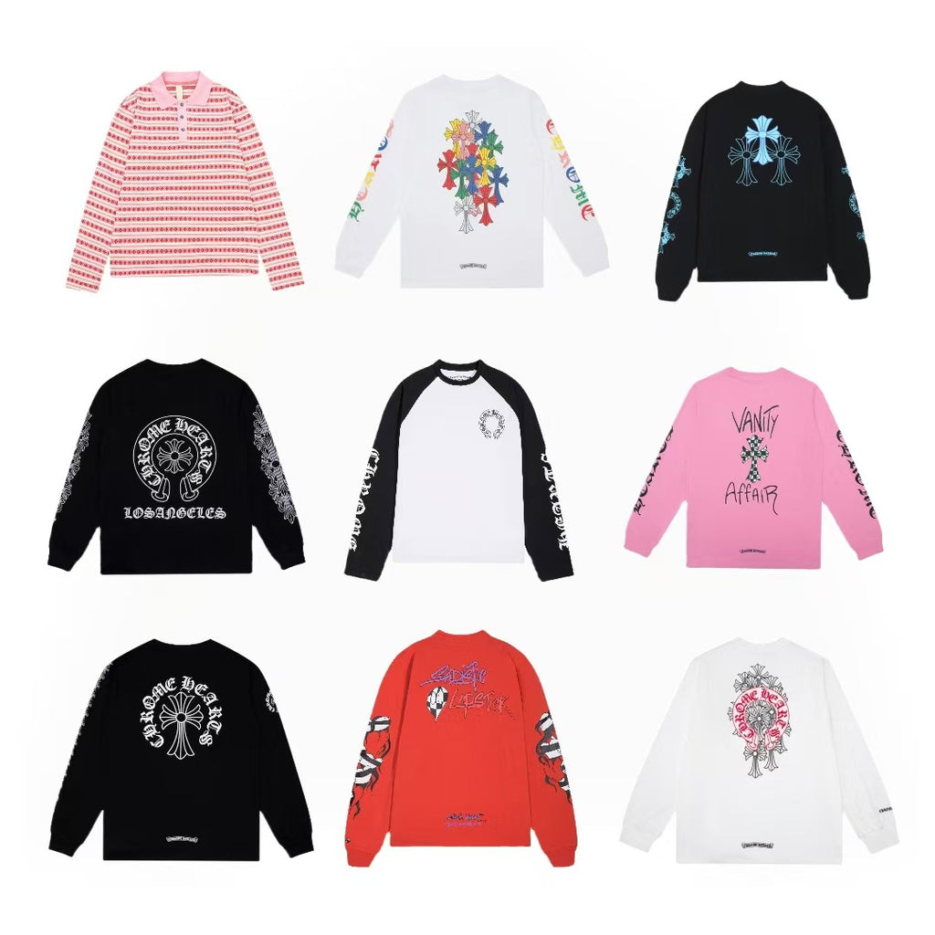 Chrome Hearts Cross Horseshoe Sanskrit Print Long Sleeve Tee Unisex