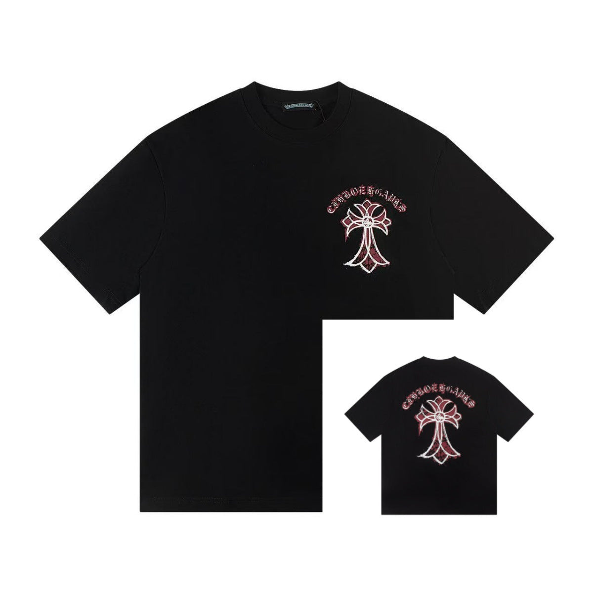 Chrome Hearts Color Sanskrit Cross Horseshoe Print Short Tee Unisex
