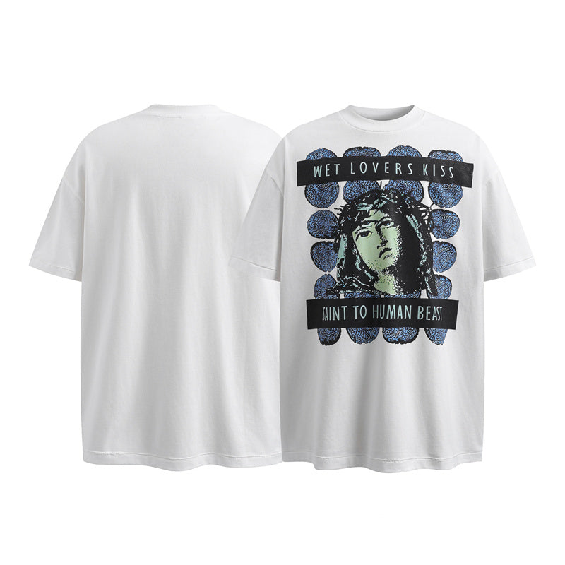 Saint Michael Vintage Washed Distressed Hole Loose Streetwear T-Shirt