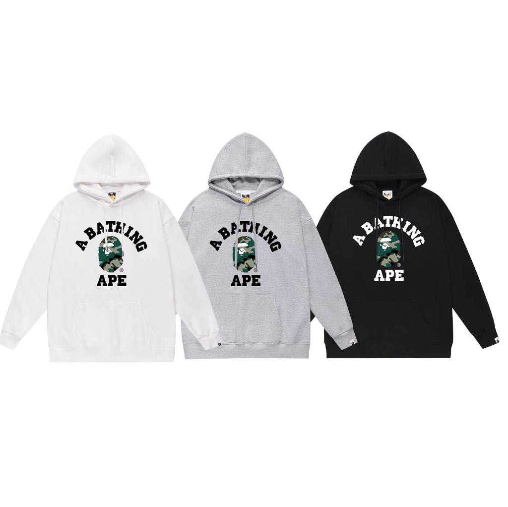 Bape Camo Ape Head Graphic Vintage Washed Oversized Hoodie Streetwear