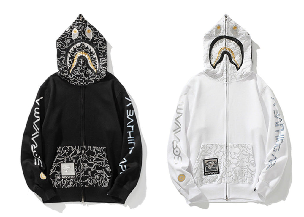 BAPE x Hajime Sorayama Shark WGM Camo Full Zip Hoodie