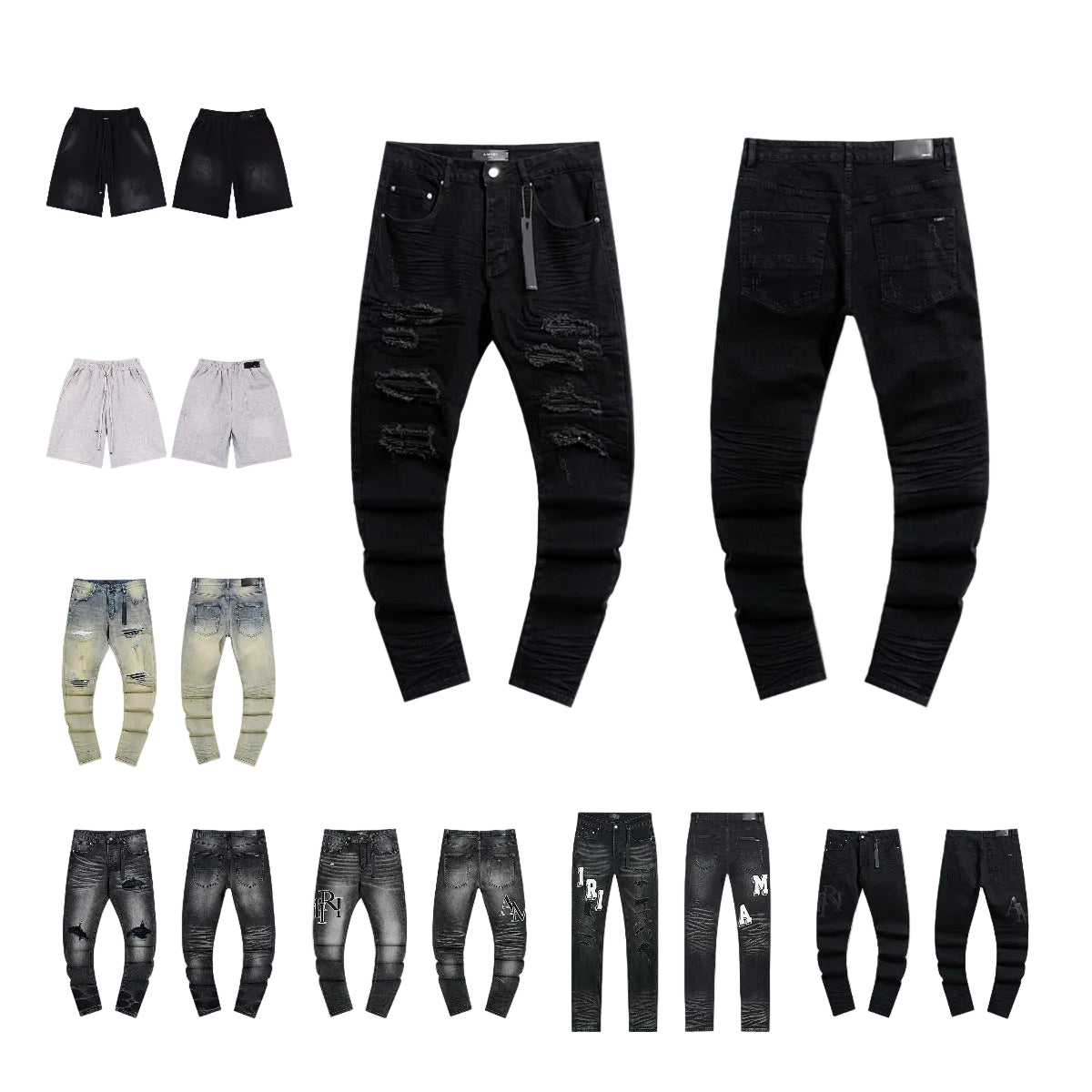 Amiri Distressed Splash Ink Stretch Slim Tapered Denim Jeans Unisex