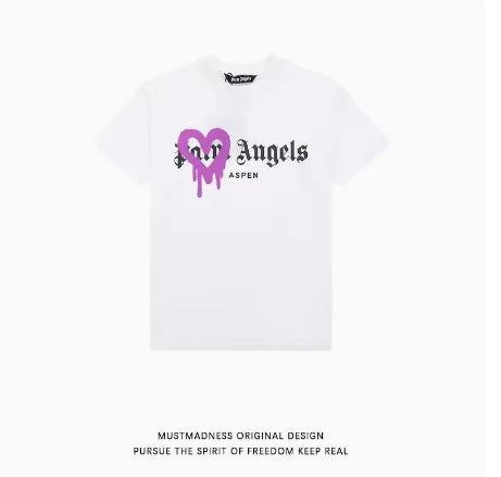Palm Angels Heart Letter Graphic Short Sleeve Tee Streetwear Unisex