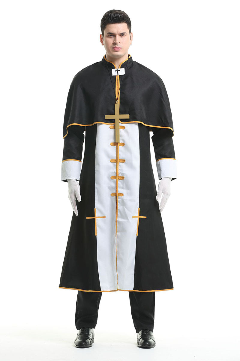 Halloween Men Priest Father Cosplay Religious Robe Carnival Party Sets