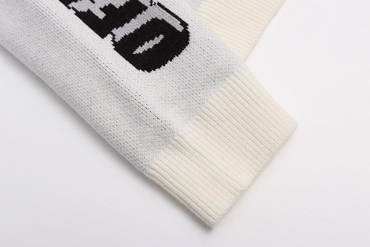 Off-White Moon Letter Pattern Knit Cardigan Sweater Unisex