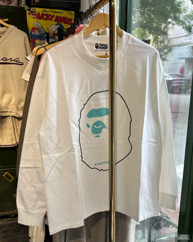 Bape Baby Milo Camo Ape Head Graphic Oversized Long Sleeve Tee Street
