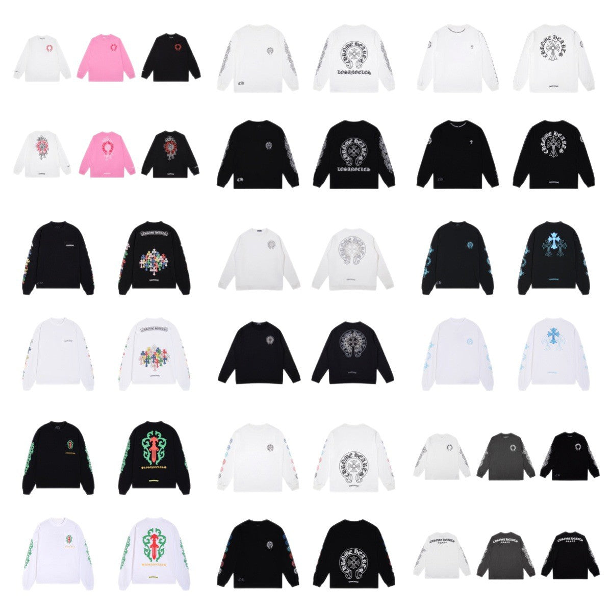 Chrome Hearts Cross Horseshoe Sanskrit Print Long Sleeve Tee Unisex