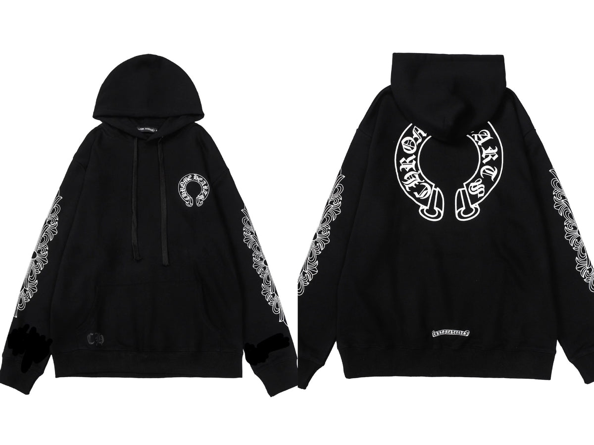 Chrome Hearts Horseshoe Cross Hoodie Goth Streetwear Graphic Pullover