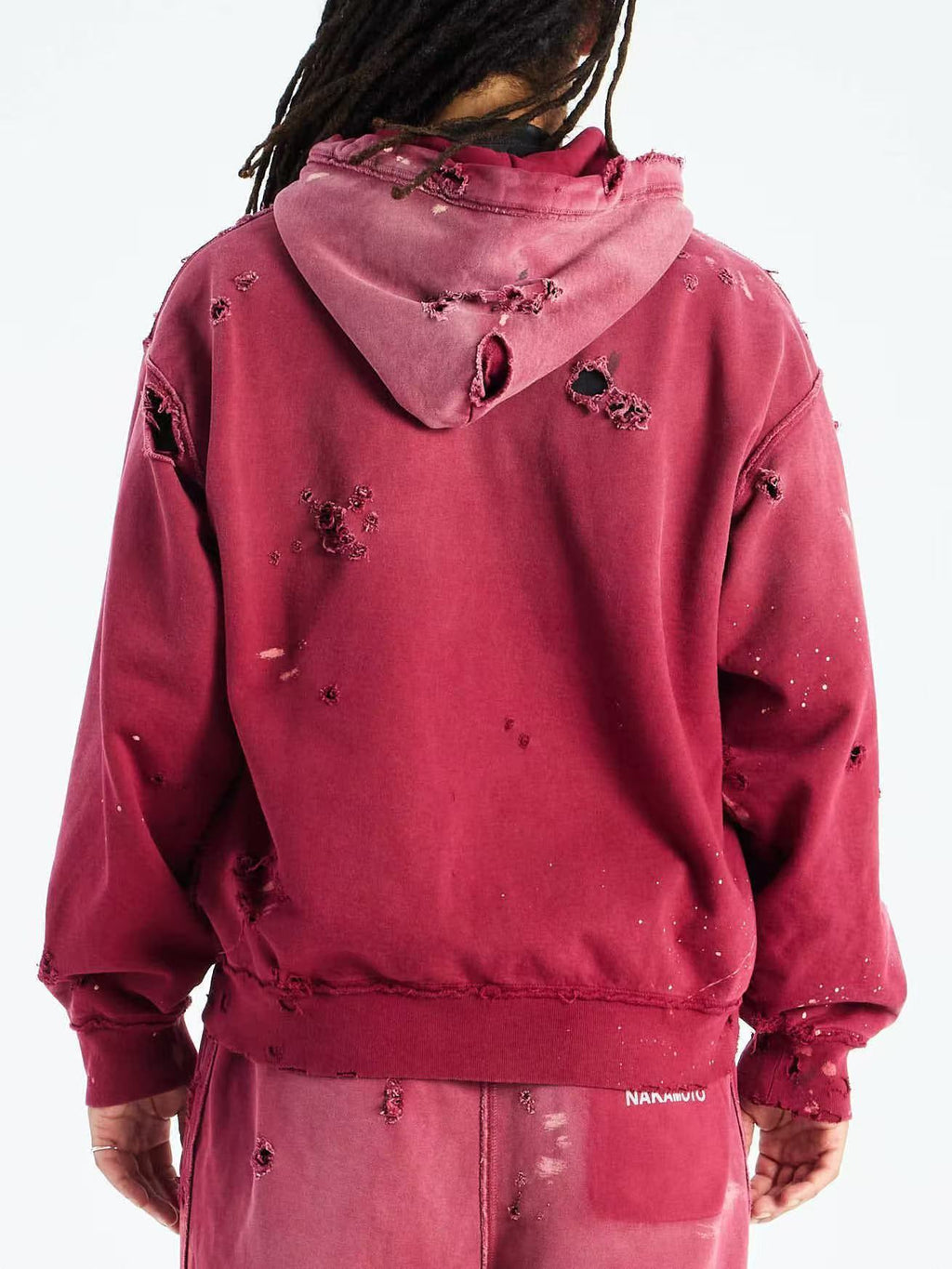 Satoshi Nakamoto Washed Distressed Zip Hoodie Splash Ink Street Jacket