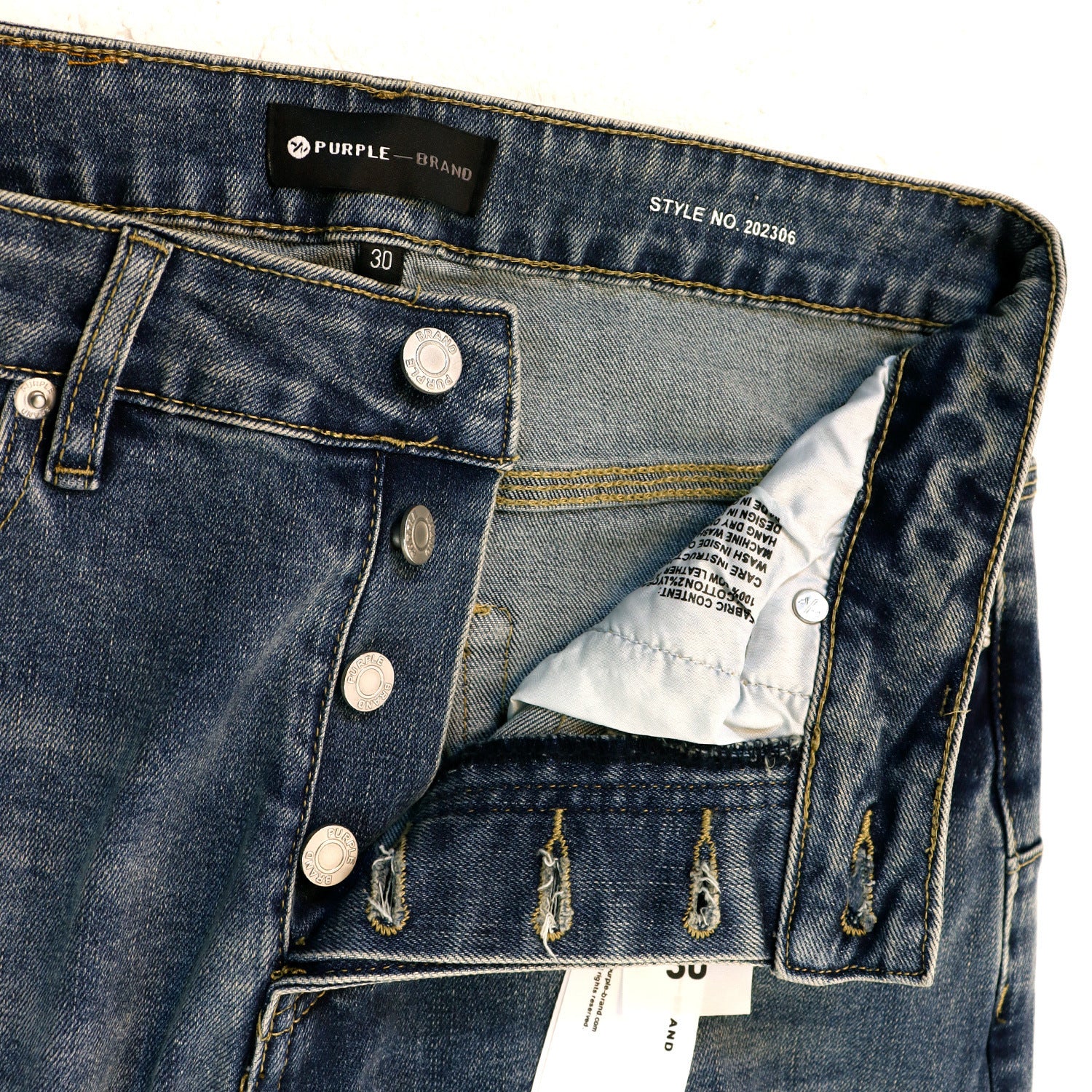 Purple Brand Plaid Patch Ripped Skinny Denim Jeans Unisex