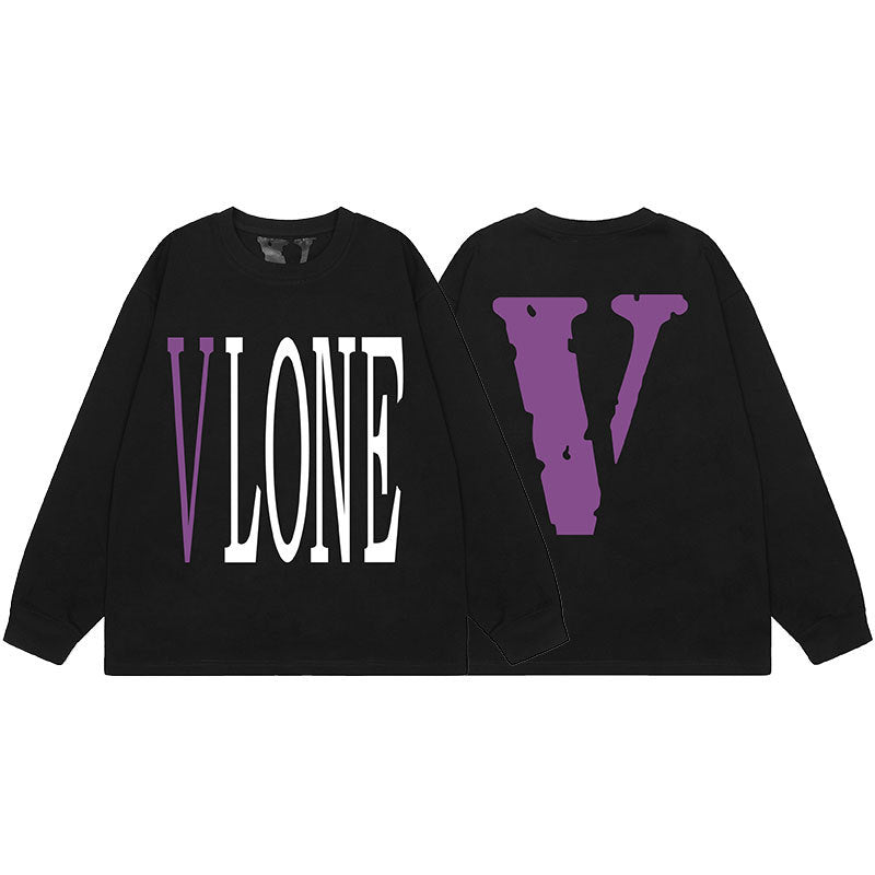 VLONE Big V Graphic Long Sleeve Tee Streetwear Cotton Oversized Shirt