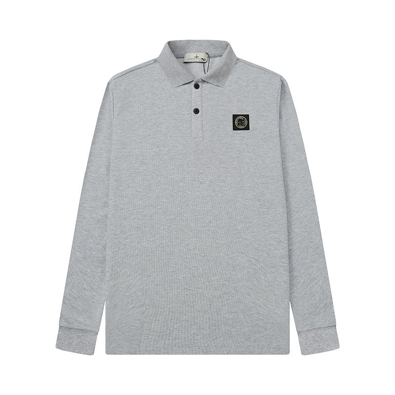 Stone Island Compass Patch Long Sleeve Polo Shirt Unisex Streetwear