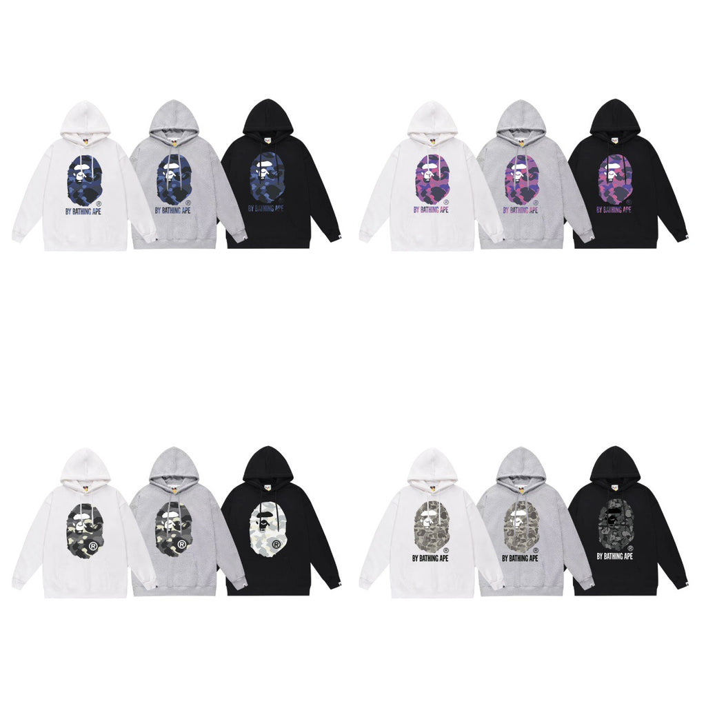 Bape Camo Ape Head Graphic Vintage Washed Oversized Hoodie Streetwear