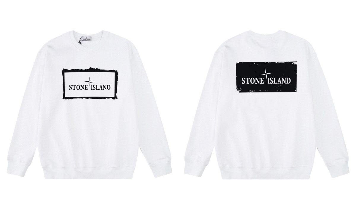 Stone Island Compass Print Crewneck Sweatshirt Men Autumn Pullover