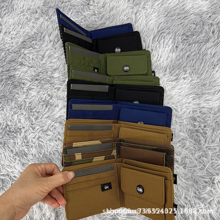 Stussy Canvas Bifold Wallet Multi Pattern Card Holder Coin Purse