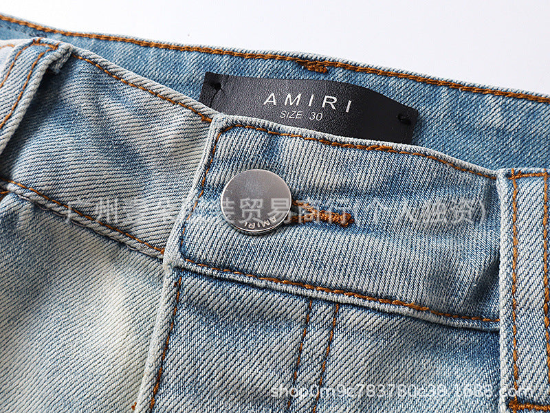 Amiri Blue Jeans Washed Distressed Straight‑Leg Loose Unisex
