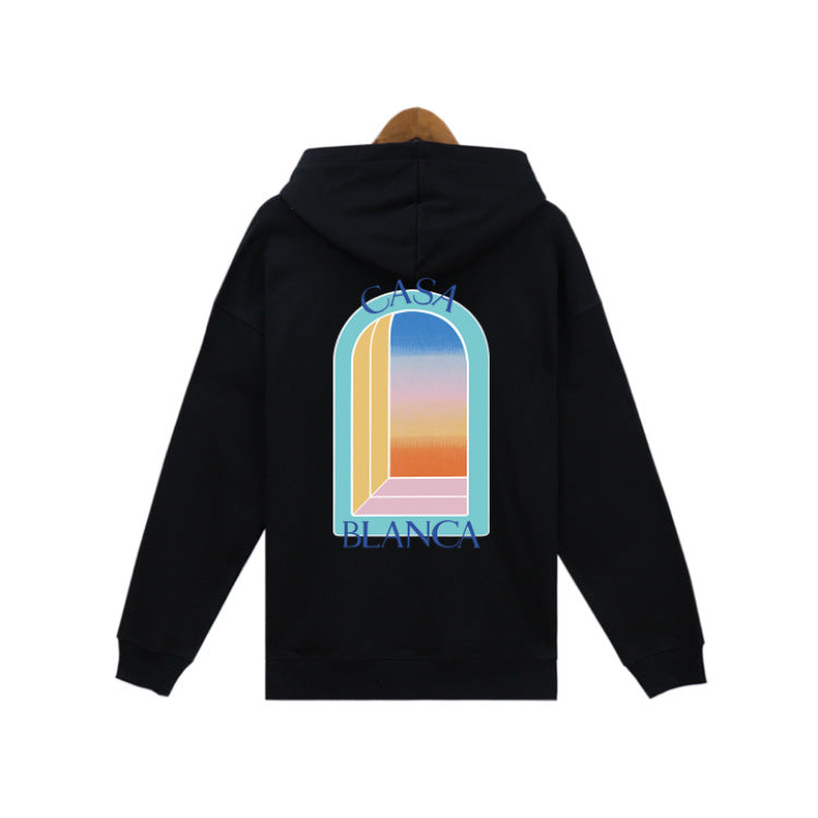 Casablanca Colorful Print Hoodie Men Casual Loose Pullover Sweatshirt