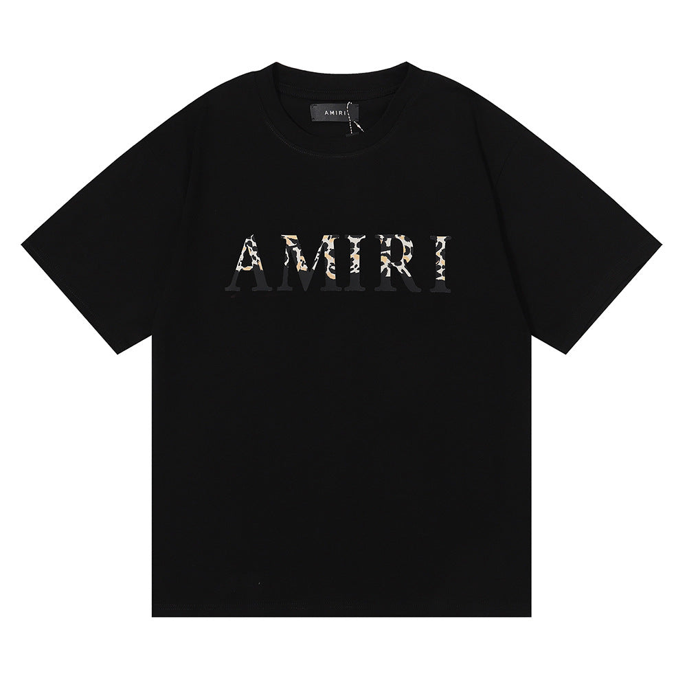 Amiri Rose Skull Letter Graphic Short Sleeve Tee Streetwear Unisex