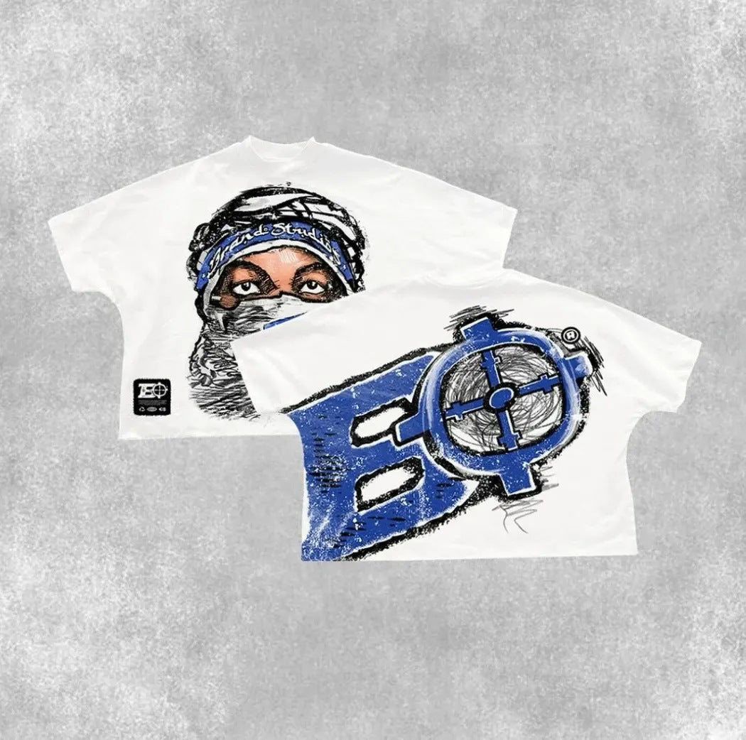 Y2K Cartoon- & Anime-Grafik Unisex Oversized Streetwear Baumwoll-T-Shirt