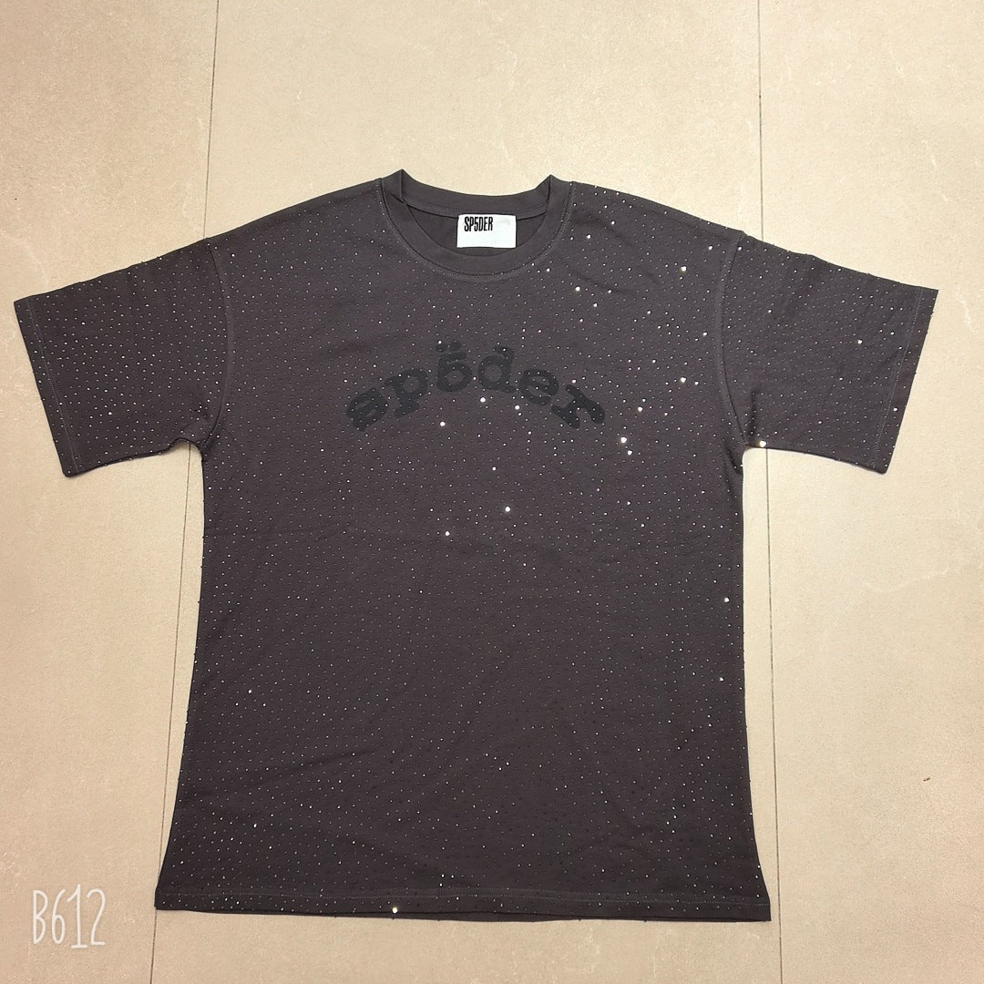 Sp5der Full Rhinestone T-Shirt & Shorts Matching Set
