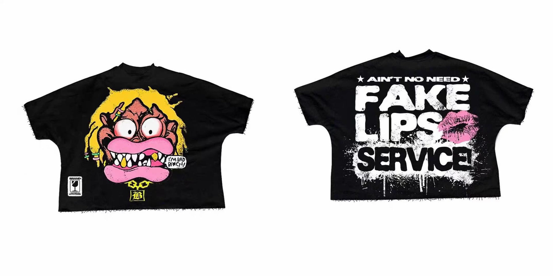 Revealmyfear Y2K Double Sided Cartoon Oversized Vintage Baumwoll-T-Shirt