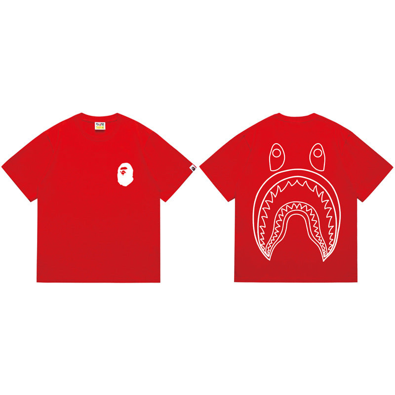 BAPE Ape Head Shark Print Loose Casual Unisex T-Shirt