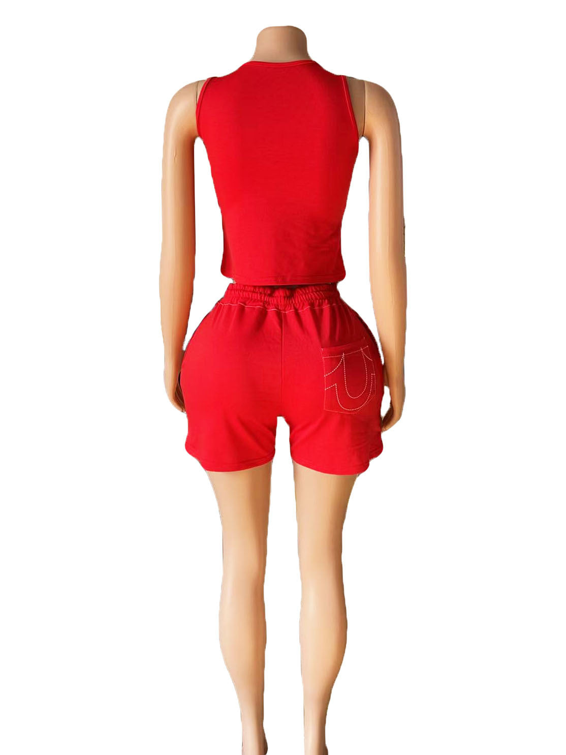 True Religion Letter Print Tank Top Shorts 2 Piece Set Women Casual Outfit
