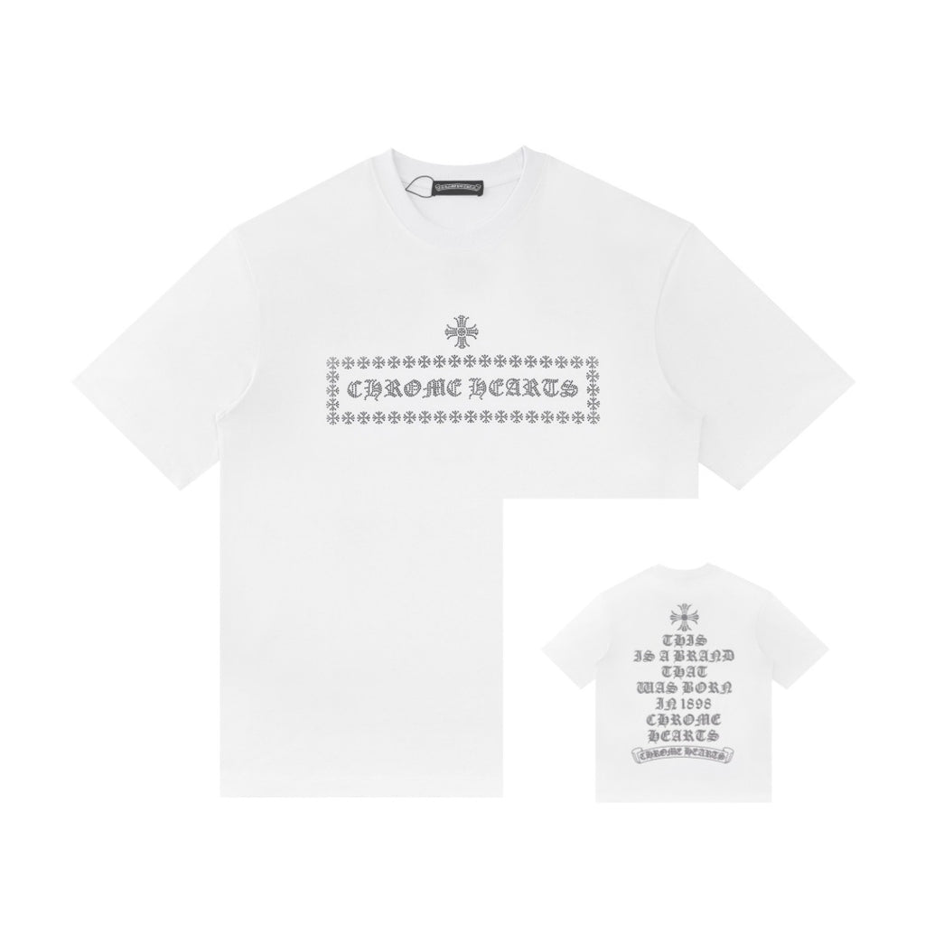 Chrome Hearts Color Sanskrit Cross Horseshoe Print Short Tee Unisex