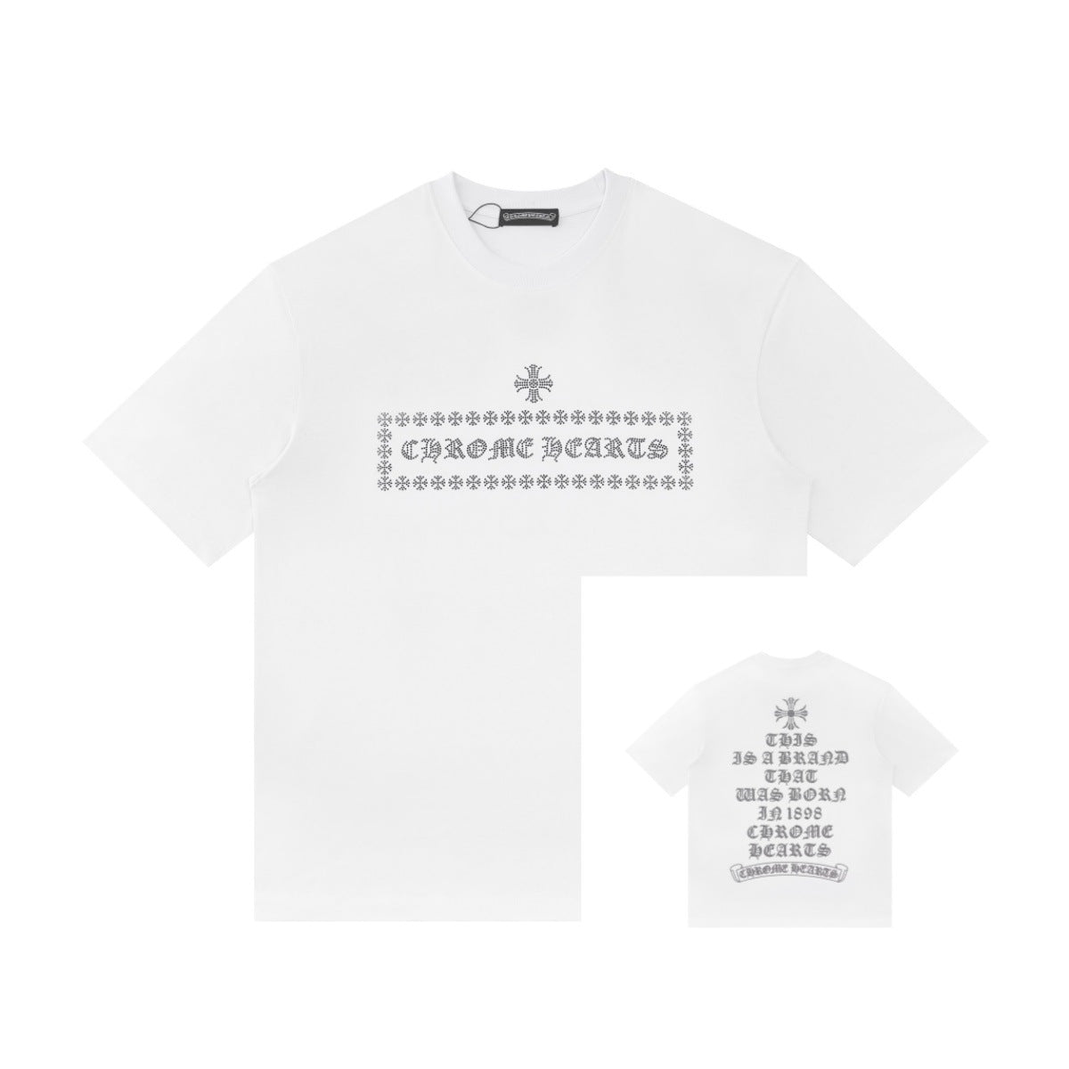 Chrome Hearts Color Sanskrit Cross Horseshoe Print Short Tee Unisex