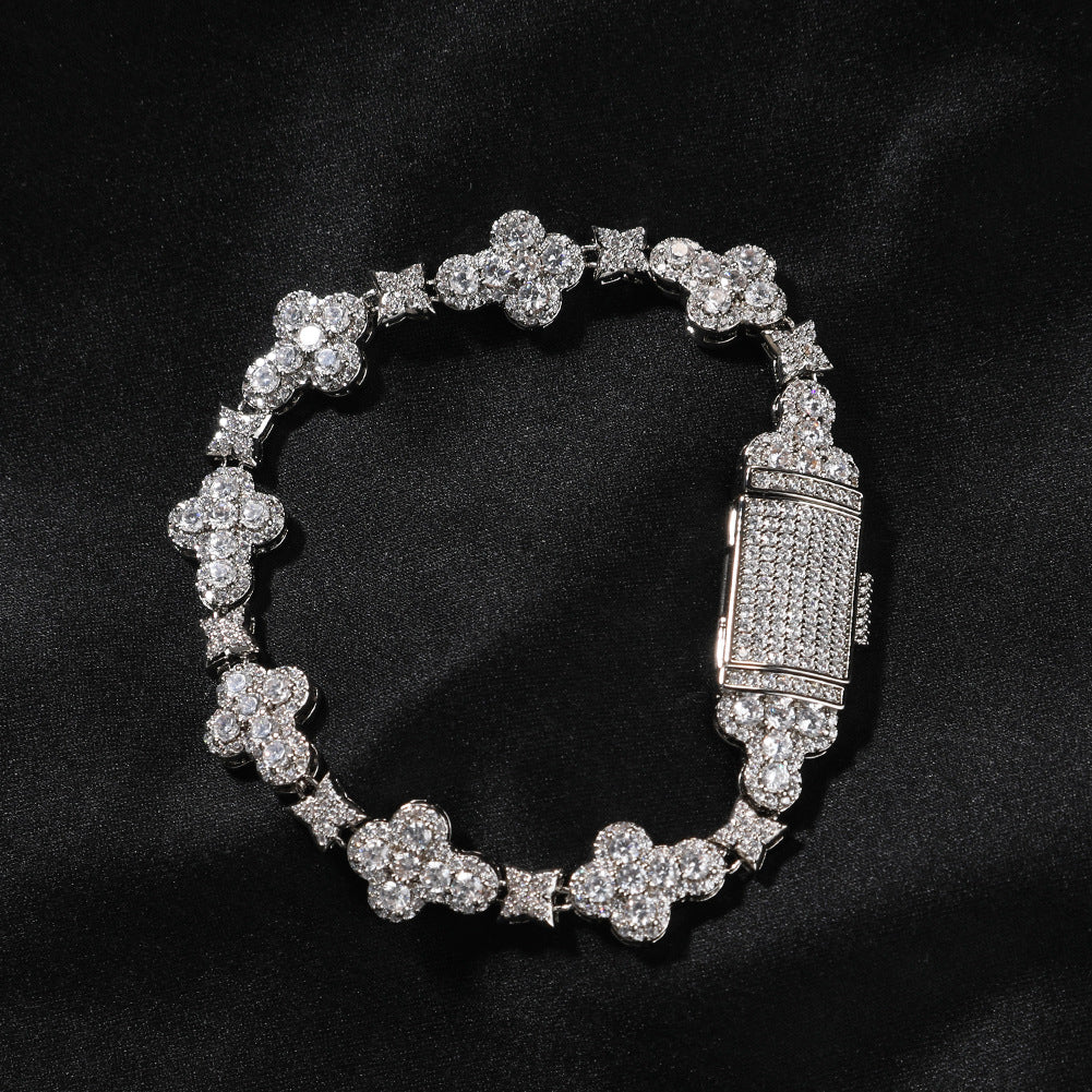 Iced Four Leaf Clover Tennis Bracelet 10mm