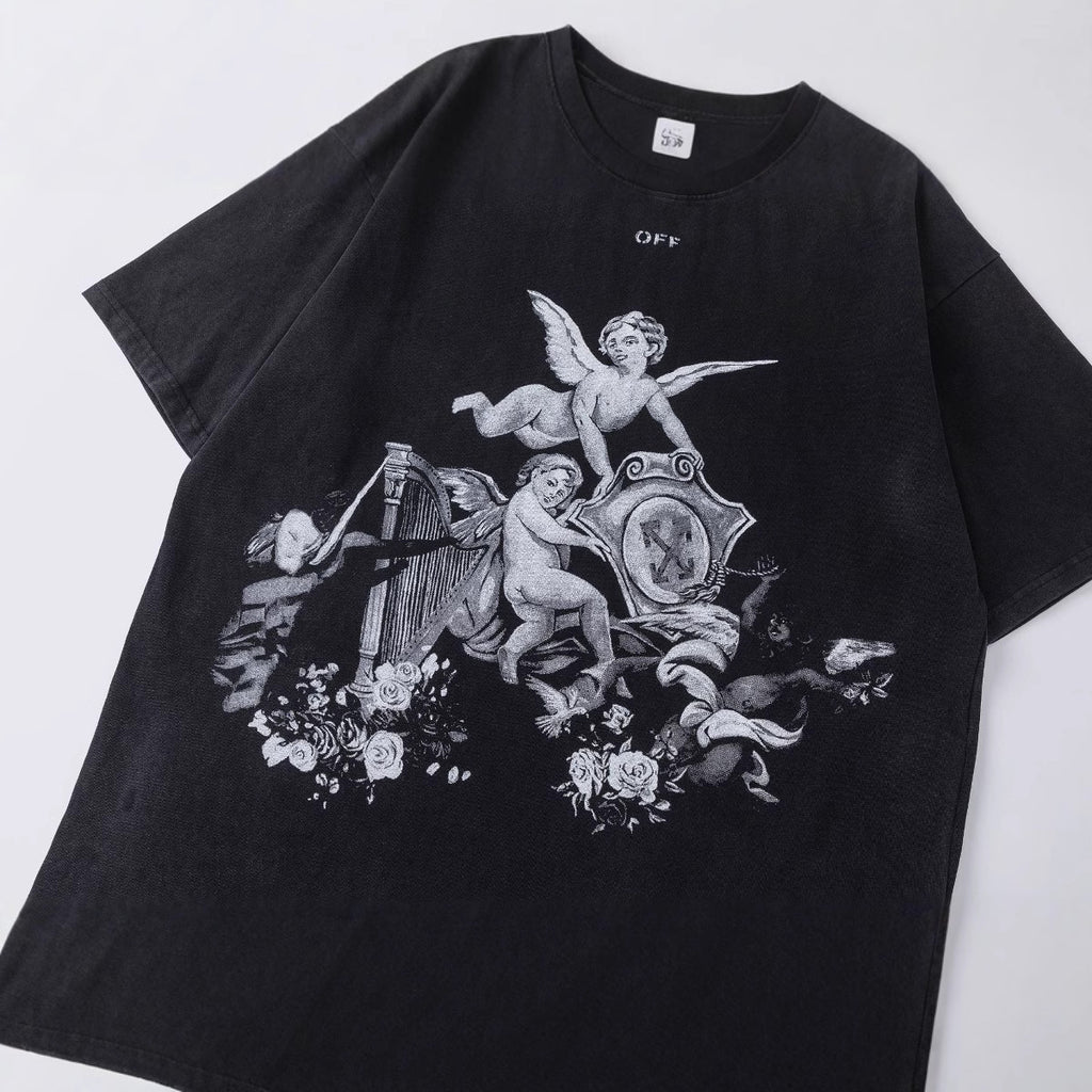 Off White Baby Angel Graphic Crew Neck Unisex T Shirt