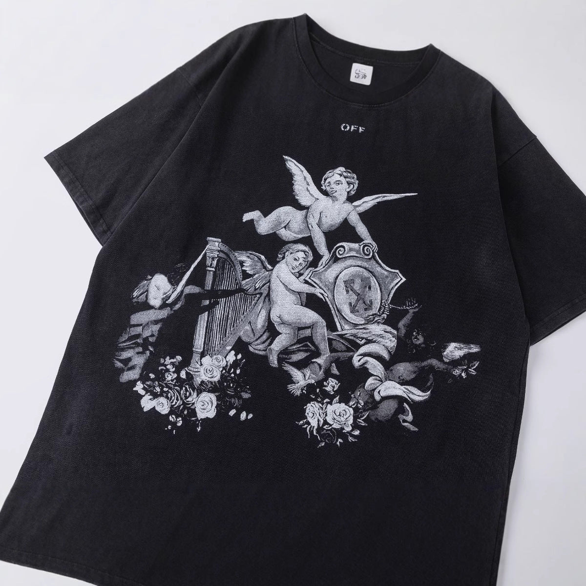 Off White Baby Angel Graphic Crew Neck Unisex T Shirt
