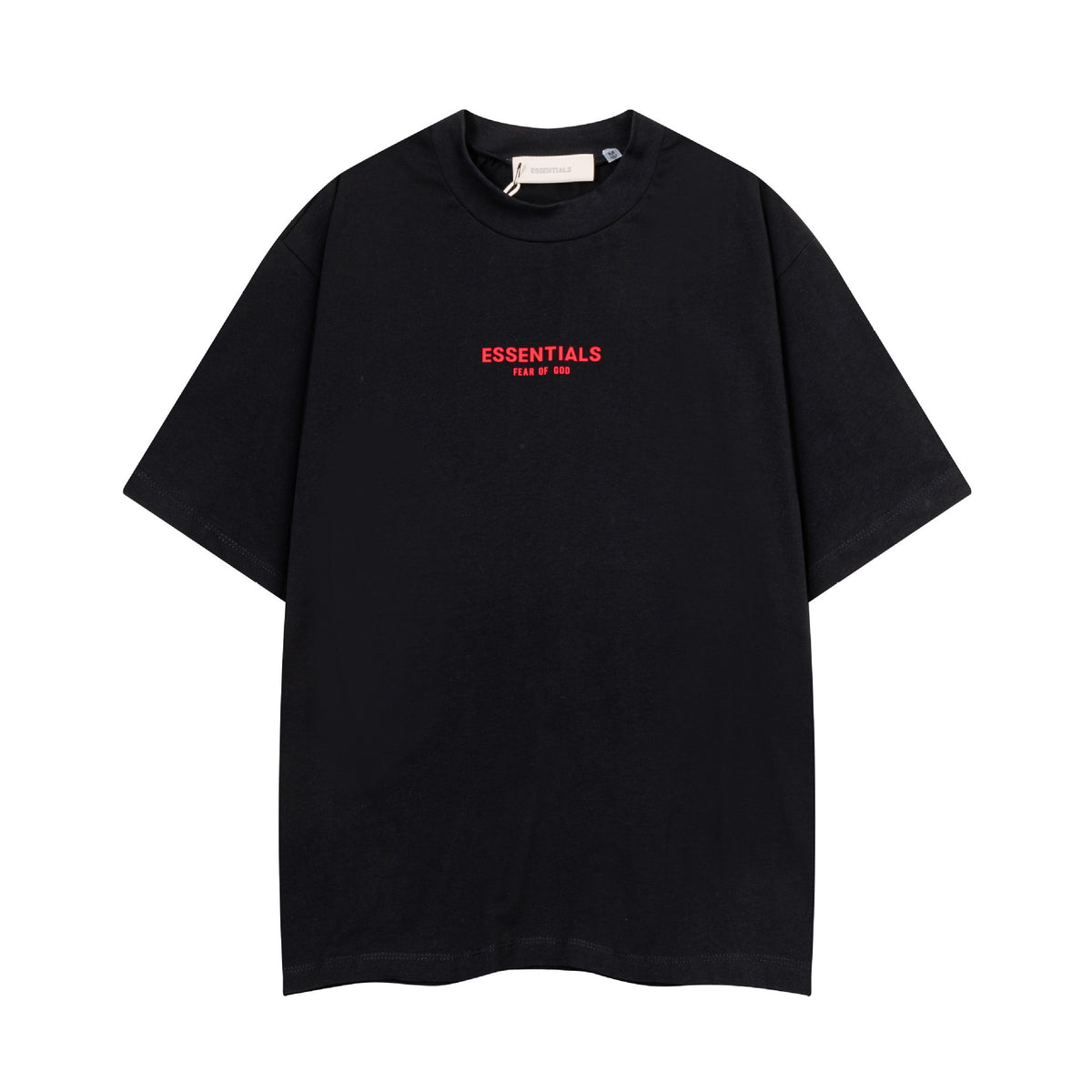 Fear Of God Essentials Red Rubber Letter Crew Neck Short Sleeve T Shirt