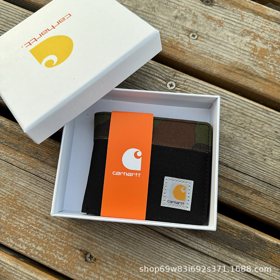 Carhartt Patch Logo Bifold Wallet Canvas Corduroy Paisley Card Holder