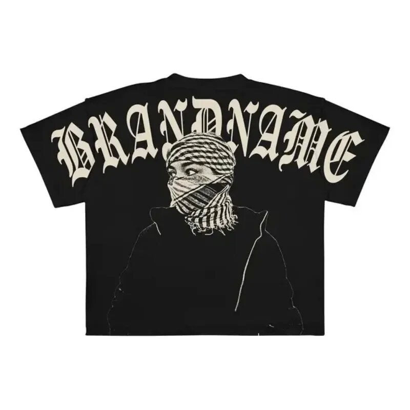 Y2K Punk Gothic Ski Mask Graphic Unisex Oversized Streetwear Tee