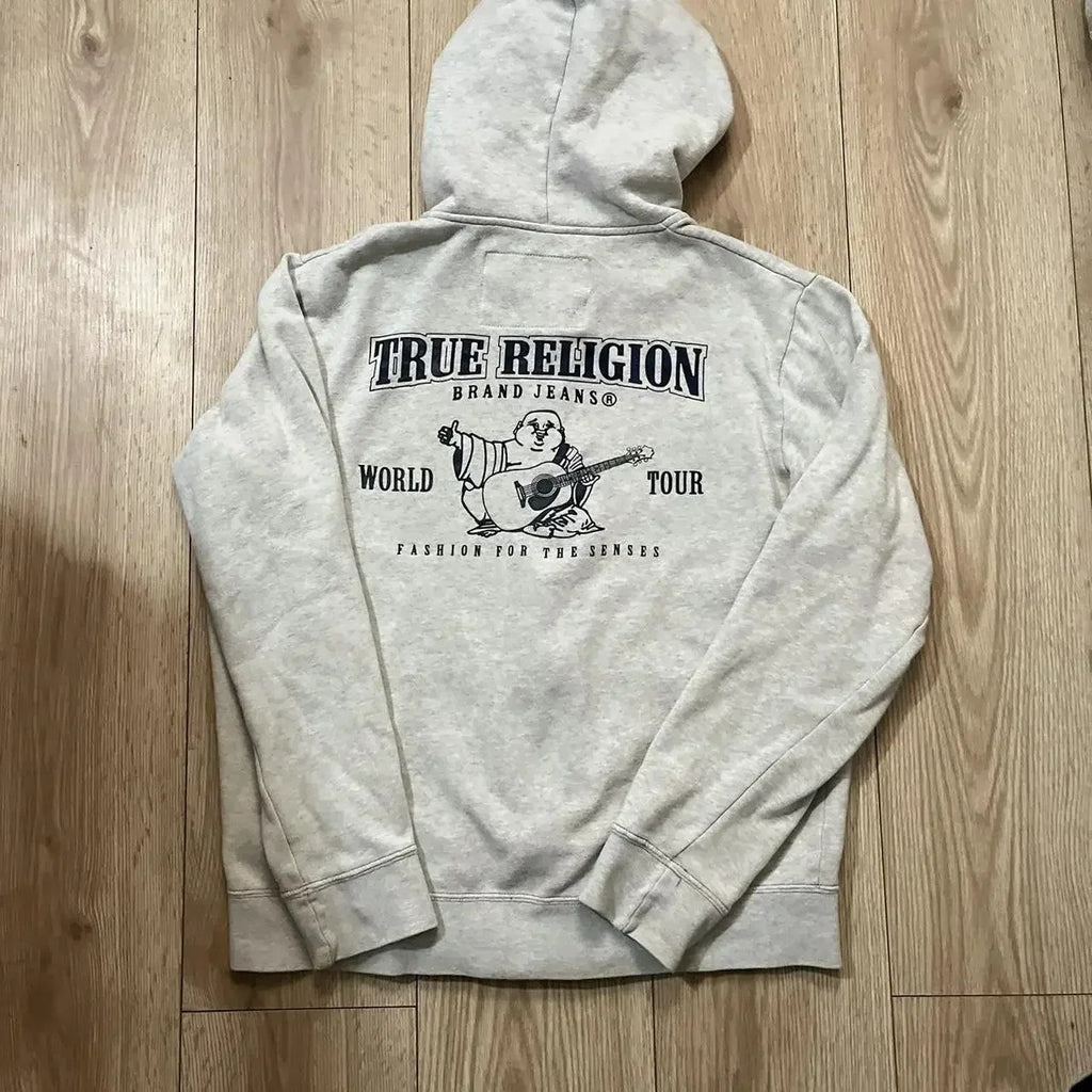 Y2K Vintage Stitch Zip Up Hoodie Horseshoe Embroidery