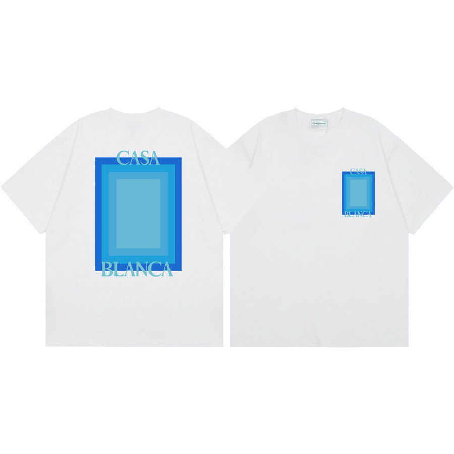 2026 New Casablanca Logo Print Loose Fit Unisex Short Sleeve T-Shirt