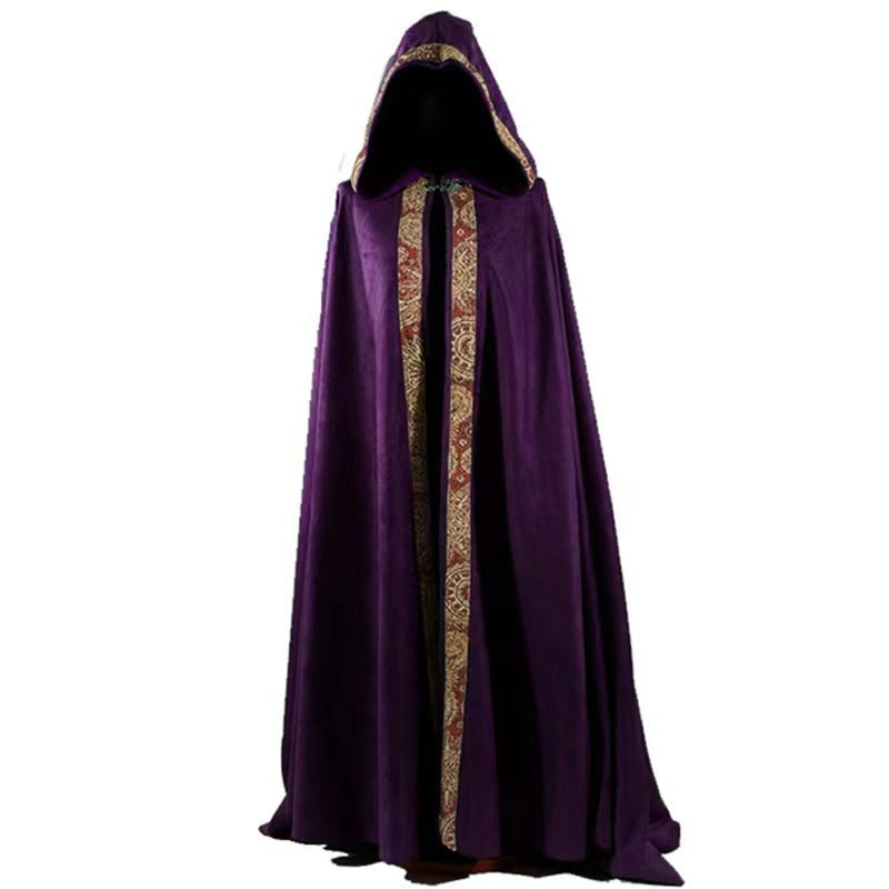 Halloween Men Medieval Priest Hooded Cape Multi‑Color Cloak