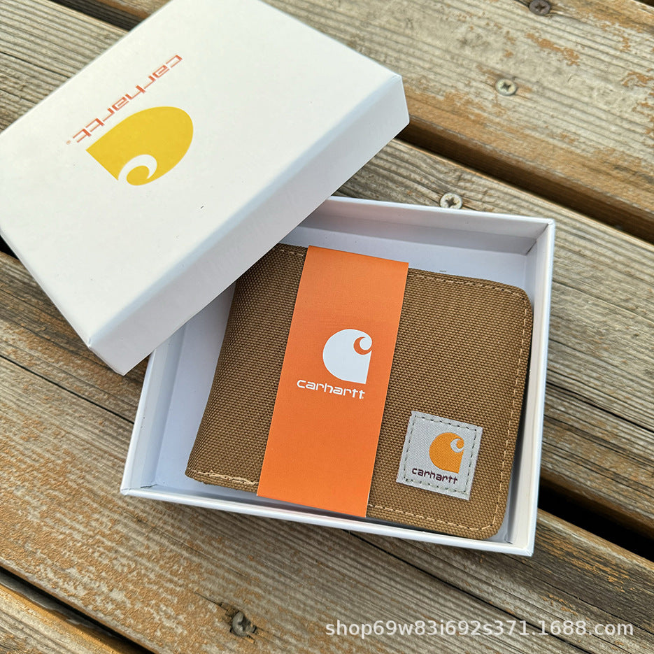 Carhartt Patch Logo Bifold Wallet Canvas Corduroy Paisley Card Holder