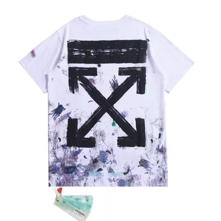 Off-White Firework Arrow Print Crew Neck Short Sleeve T Shirt Unisex
