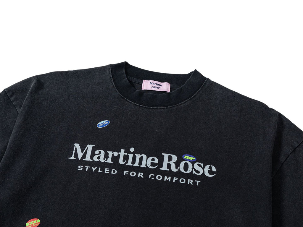 Martine Rose Washed Vintage Letter Print Crew Neck Short Sleeve T Shirt