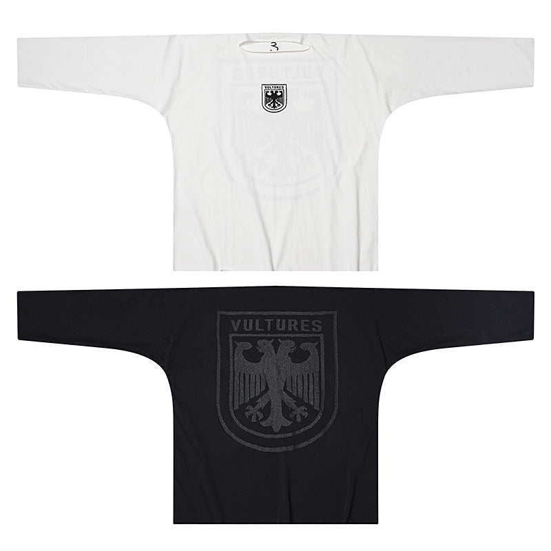 Vulture Eagle Crest Graphic Streetwear Oversized Batwing Long Sleeve T Shirt
