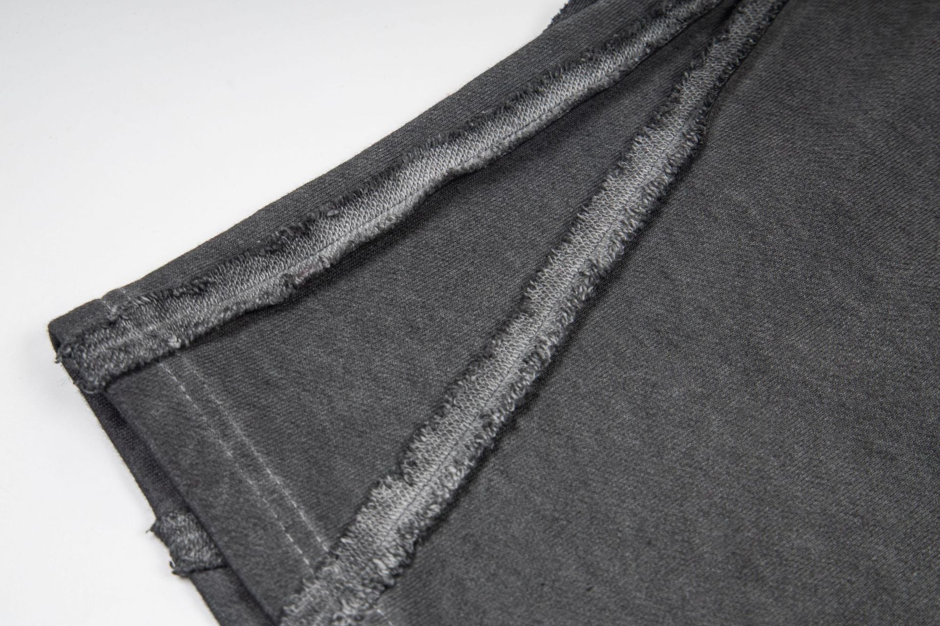 Washed Vintage Letter Print Raw Edge Streetwear Drawstring Sweat Shorts