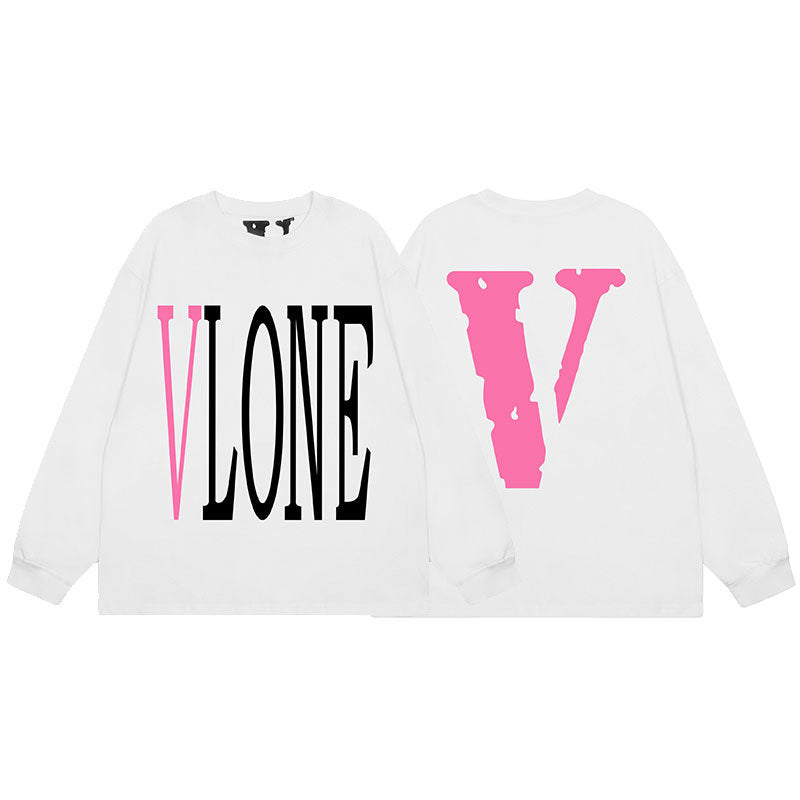 VLONE Big V Graphic Long Sleeve Tee Streetwear Cotton Oversized Shirt
