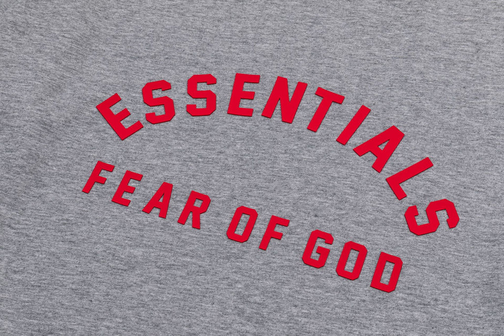 Fear Of God Essentials Red Rubber Letter Crew Neck Short Sleeve T Shirt
