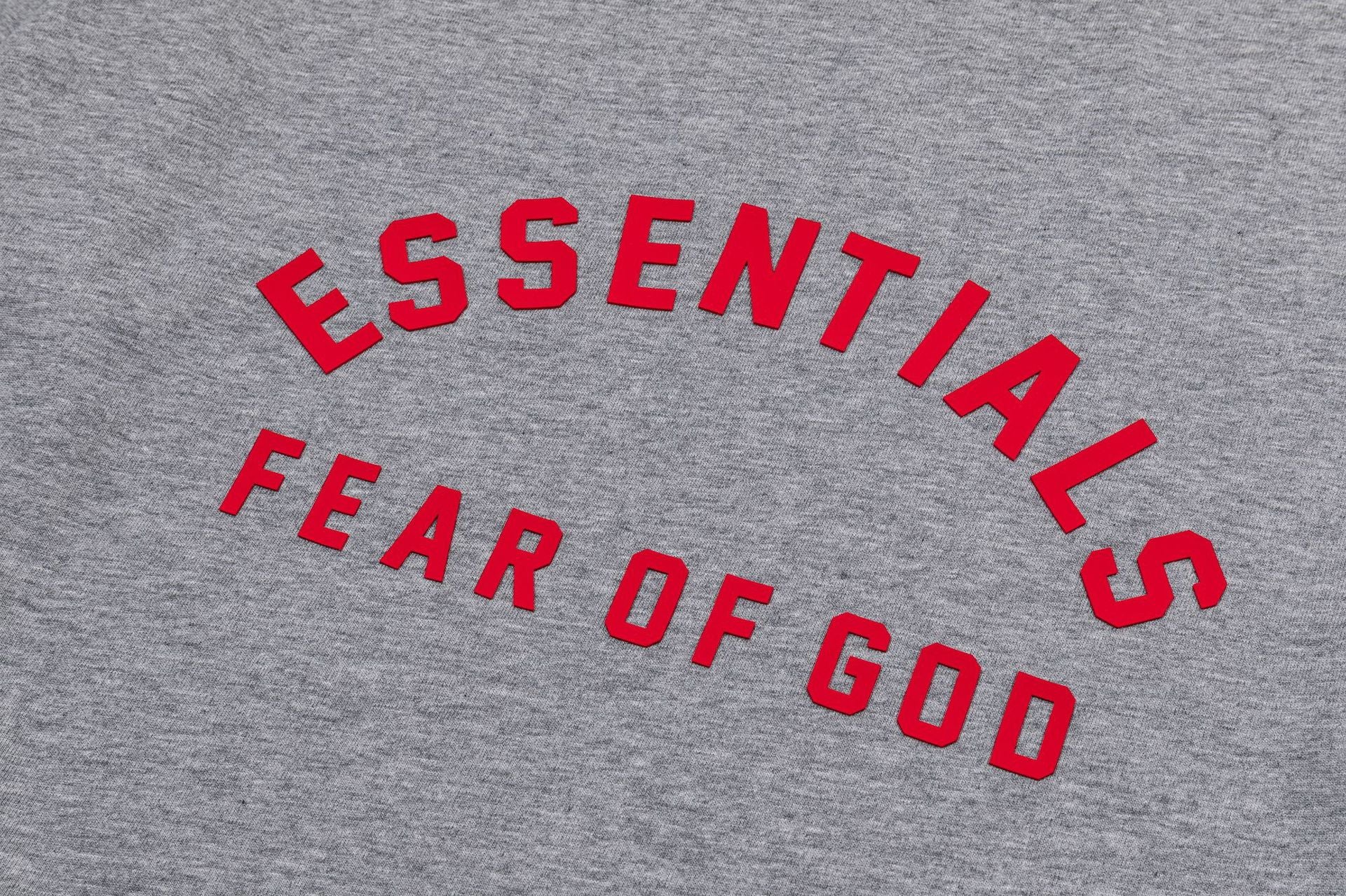 Fear Of God Essentials Red Rubber Letter Crew Neck Short Sleeve T Shirt