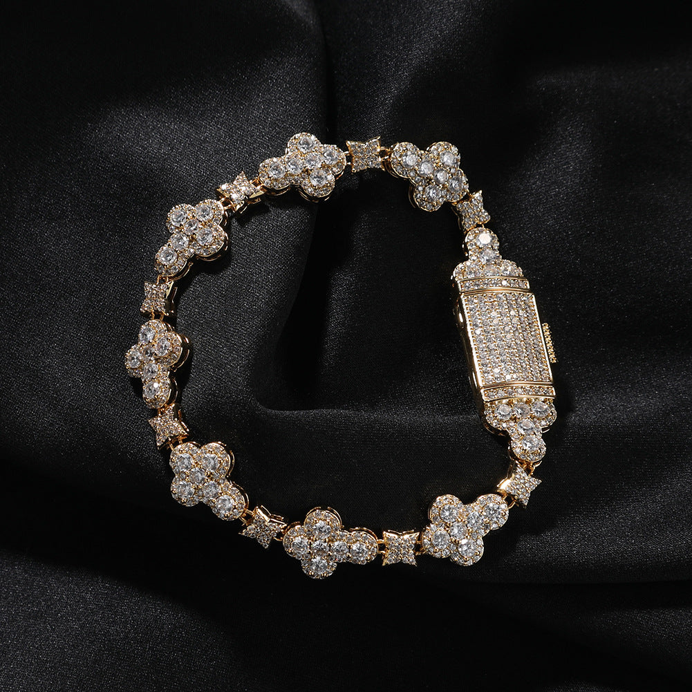 Iced Four Leaf Clover Tennis Bracelet 10mm