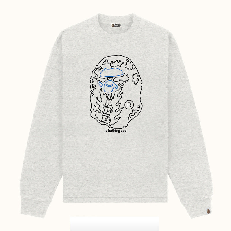 Bape Multi‑Ape‑Head Graphic Oversized Long Sleeve Tee Streetwear
