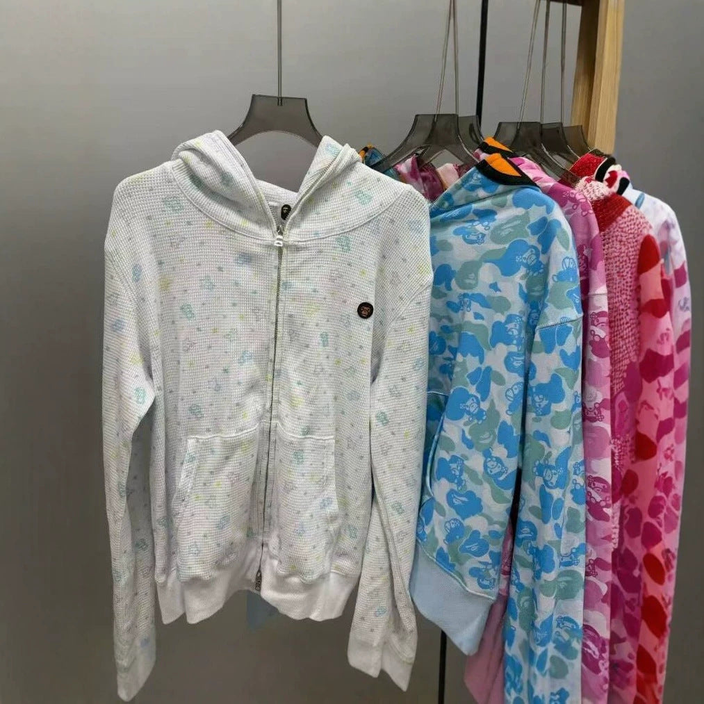 BAPE Lisa Baby Milo Sta Pattern One Point Waffle Star Print Hoodie