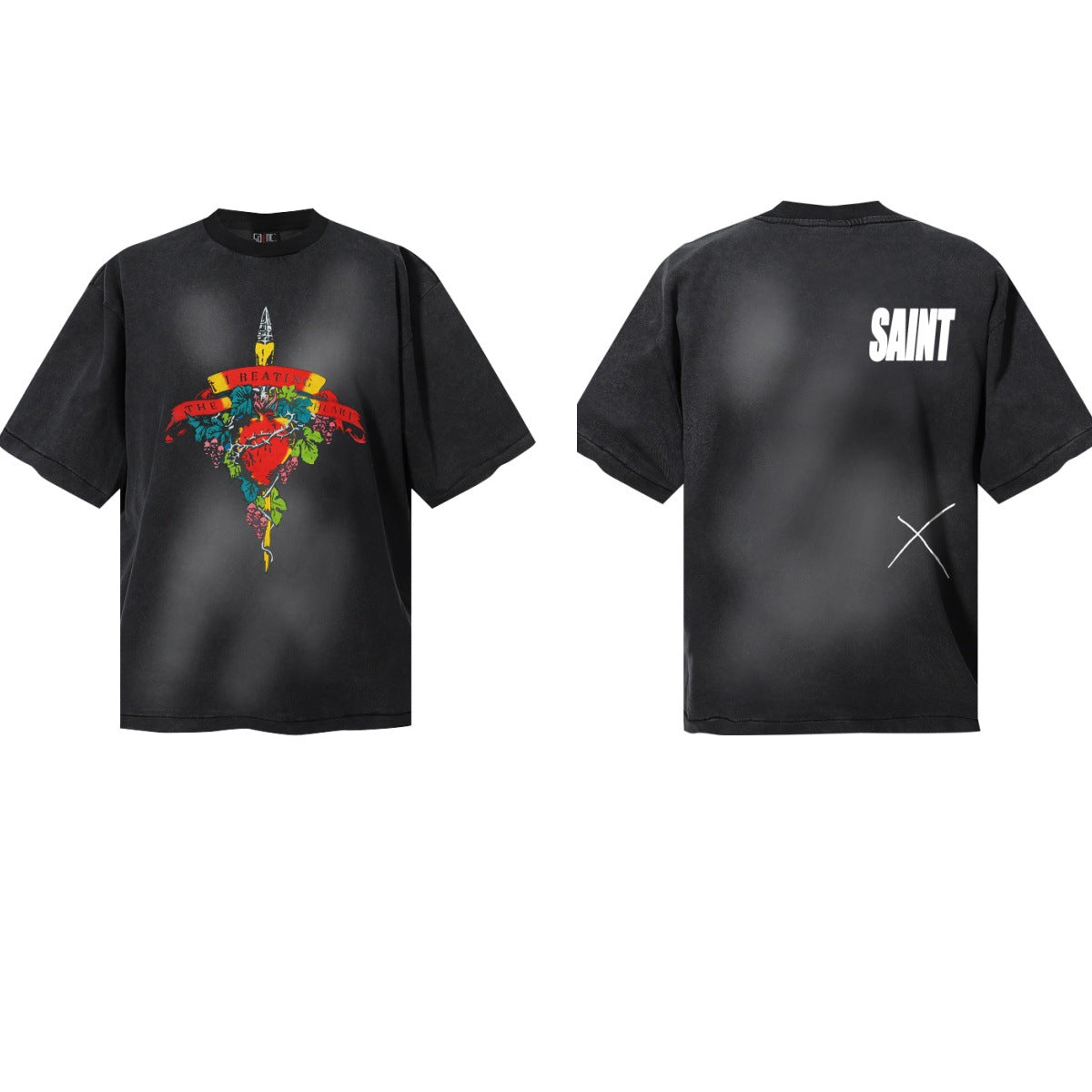 Saint Michael Vintage Washed Graphic Print Loose Streetwear T-Shirt